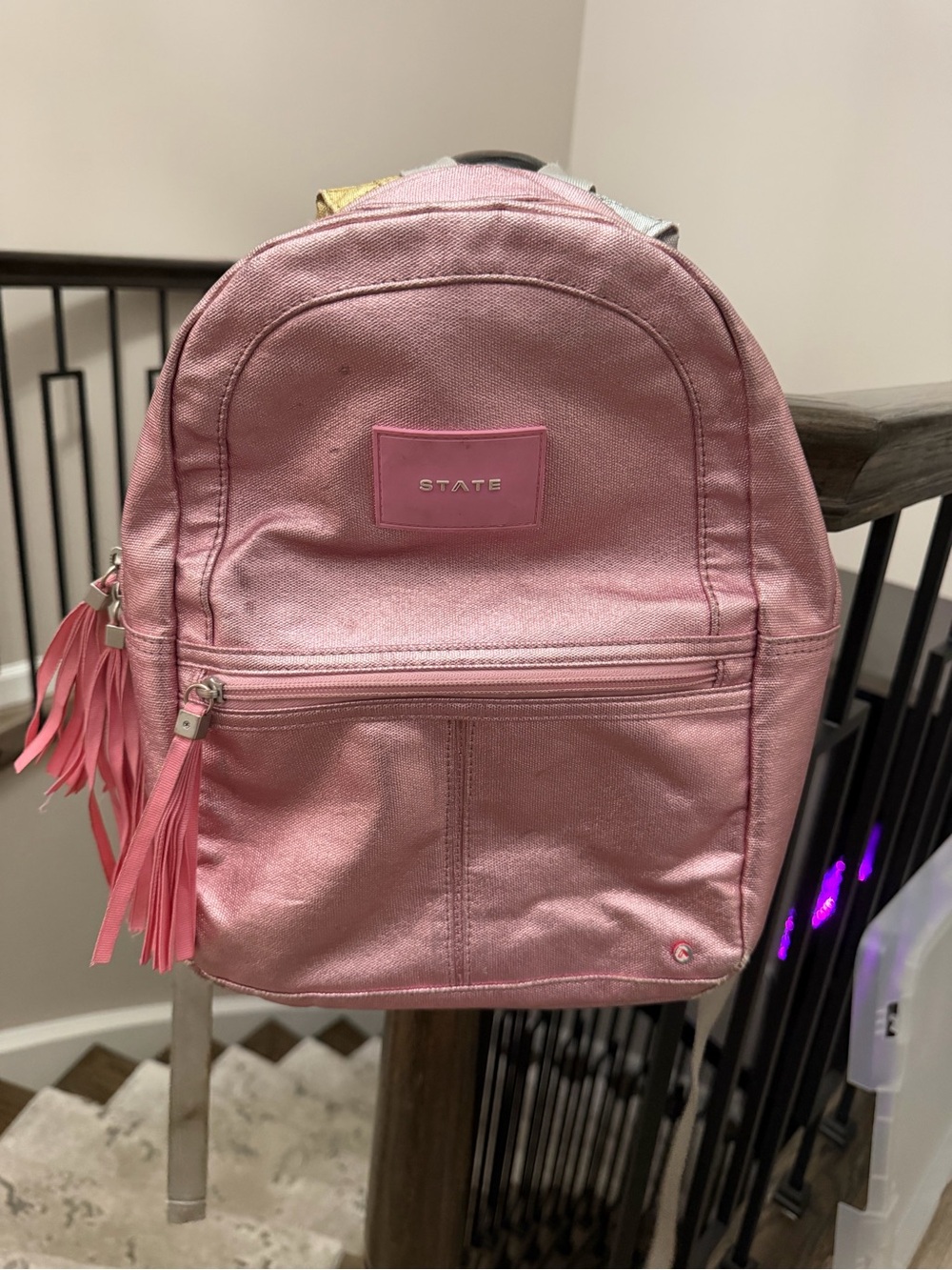 STATE Metallic Pink Mini Backpack with Tassel Pulls